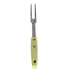 Ekco Forge Carving Fork USA Stainless Steel VTG 70s Yellow Handle Meat Poultry